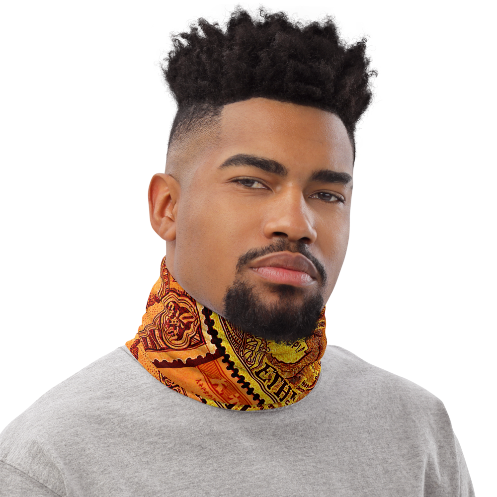Ethiopia old stamps neck gaiter face mask