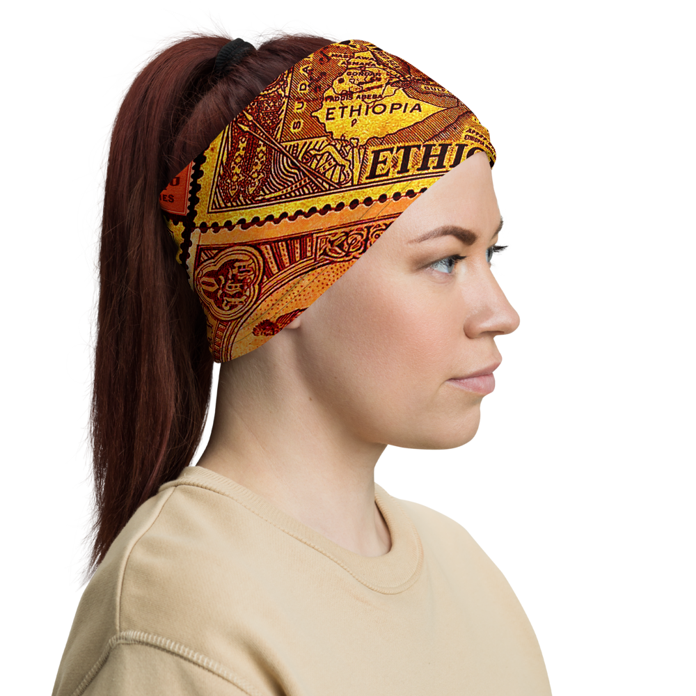 Ethiopia old stamps neck gaiter face mask