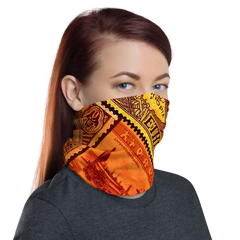 Ethiopia old stamps neck gaiter face mask