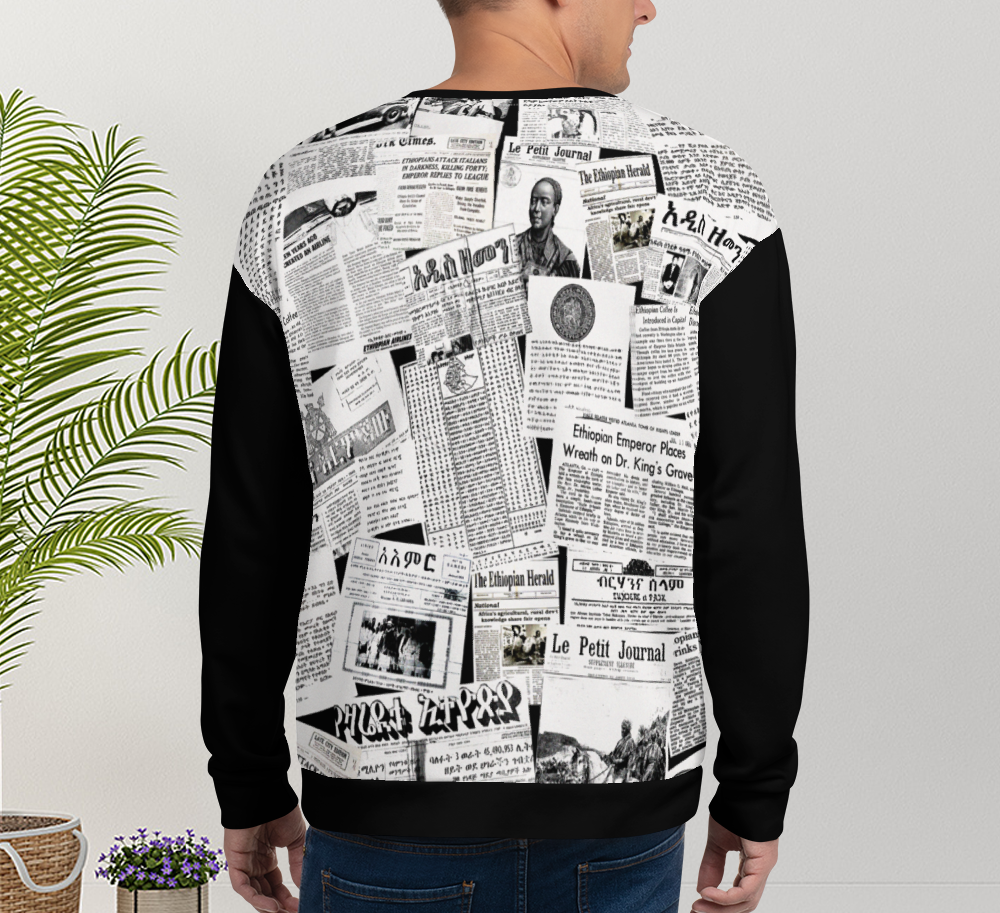 Ethiopia old newspapers sweatshirt