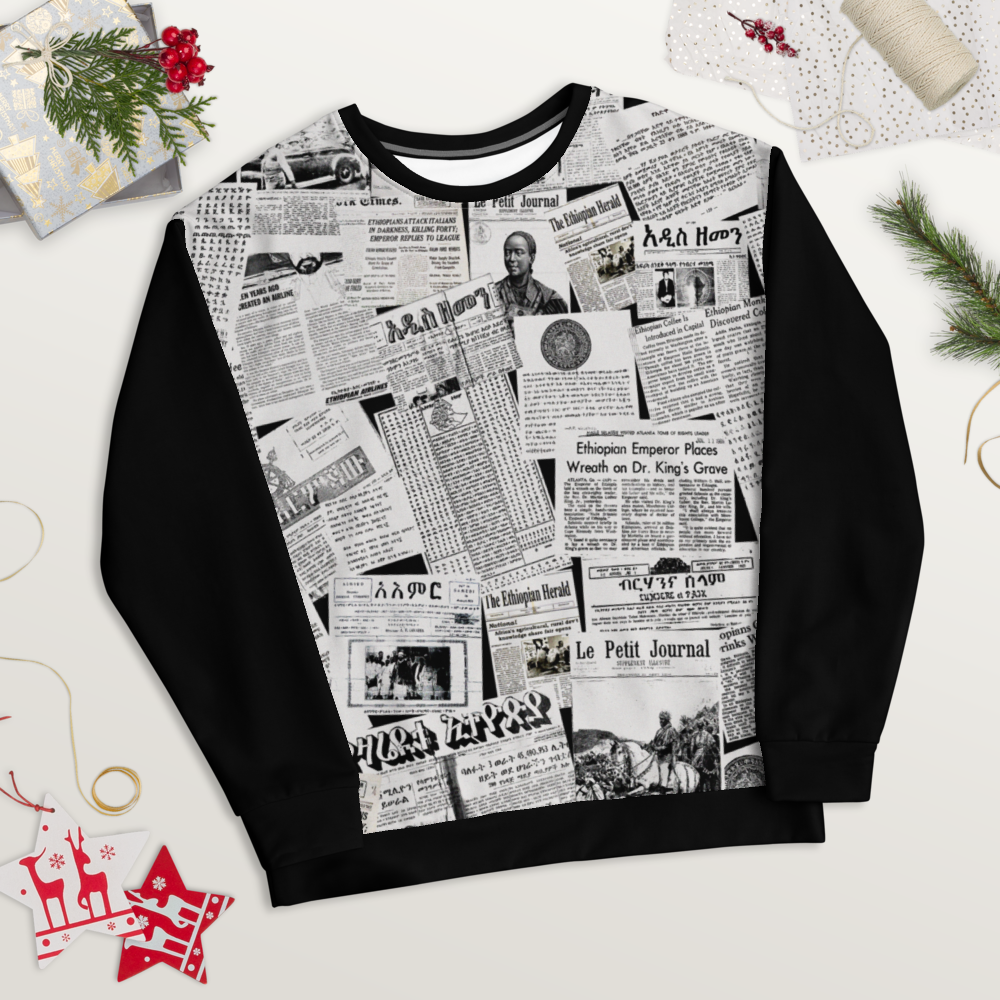 Ethiopia old newspapers sweatshirt