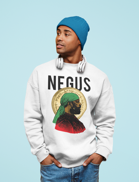 Ethiopian man wearing Negus sweatshirt