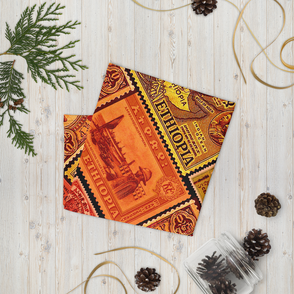 Ethiopia old stamps neck gaiter face mask
