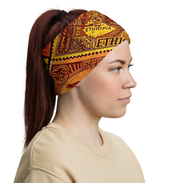 Ethiopia old stamps neck gaiter face mask