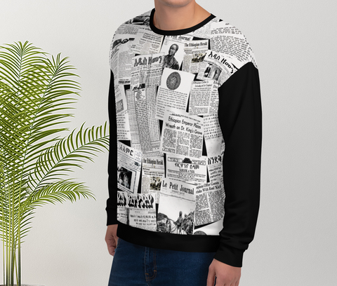 Ethiopia old newspapers sweatshirt